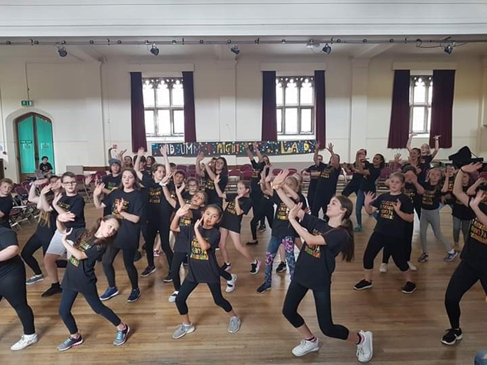 Large group of girls dancing