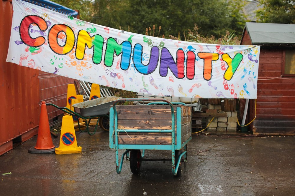 Banner saying community